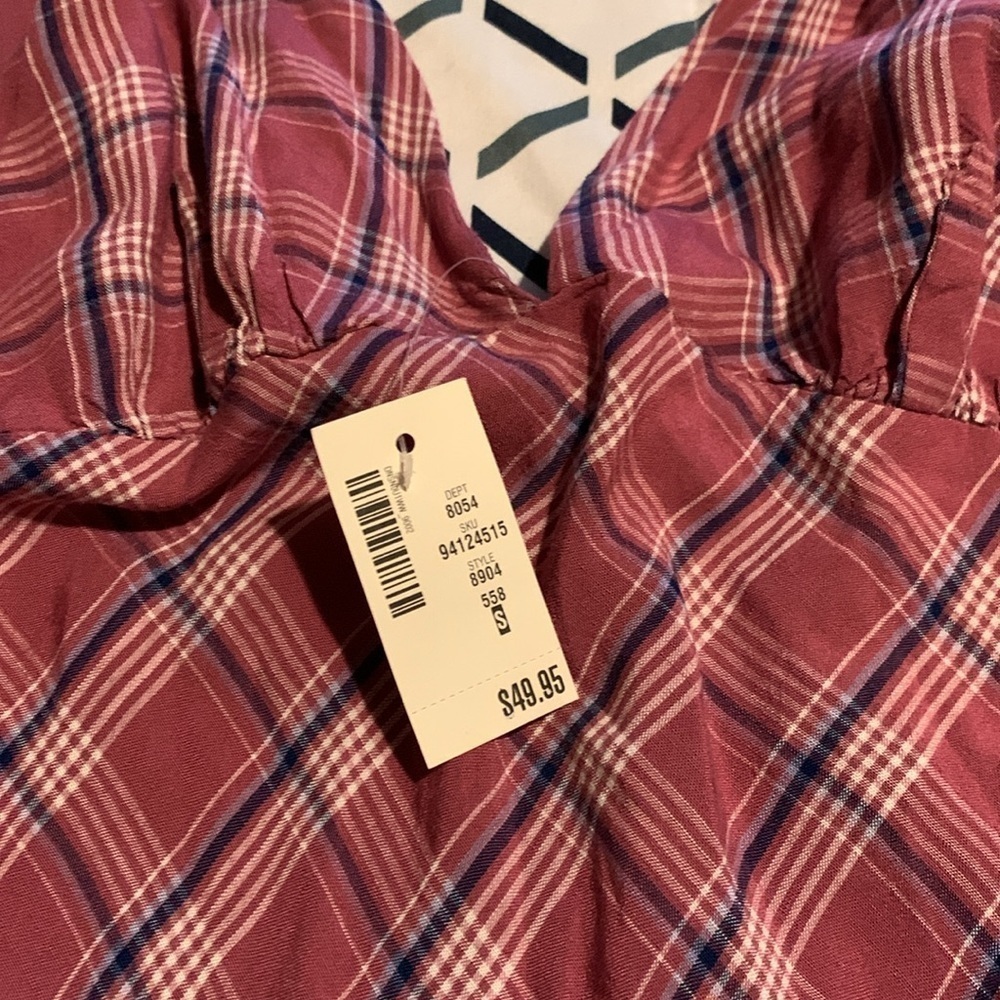 NWT Aeropostale plaid deep V neck mini dress 90s esthetic! - Picture 4 of 5